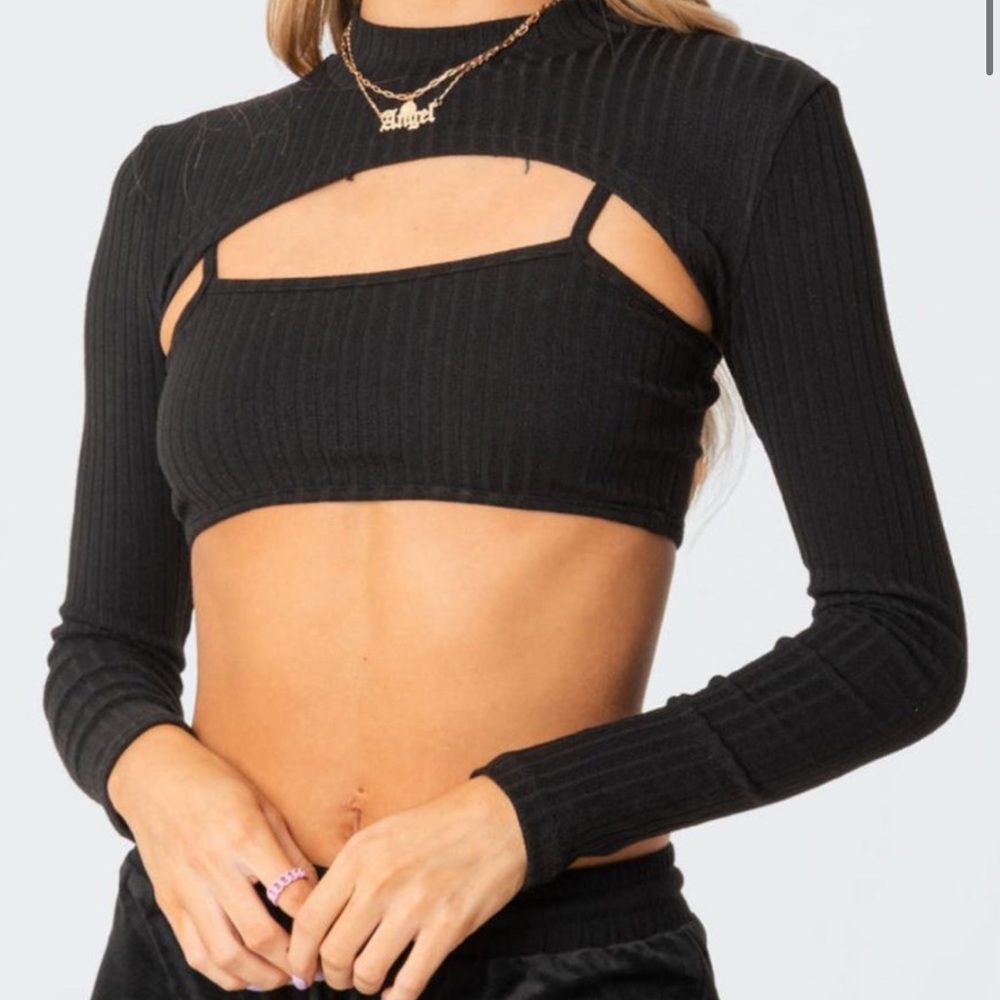 Edikted Two Piece Long Sleeve Crop Top